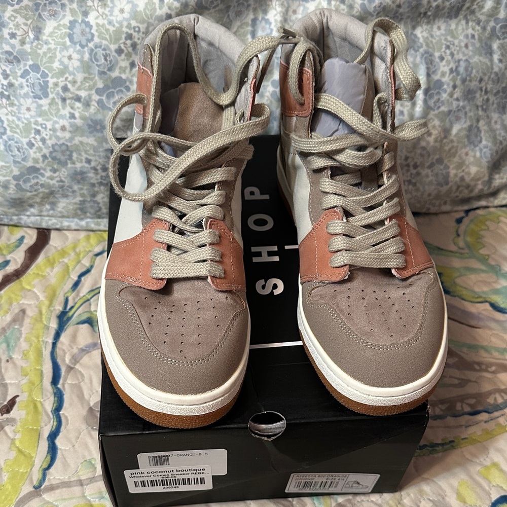 Women's High-Top Sneakers size 8.5. Pink coconut boutique